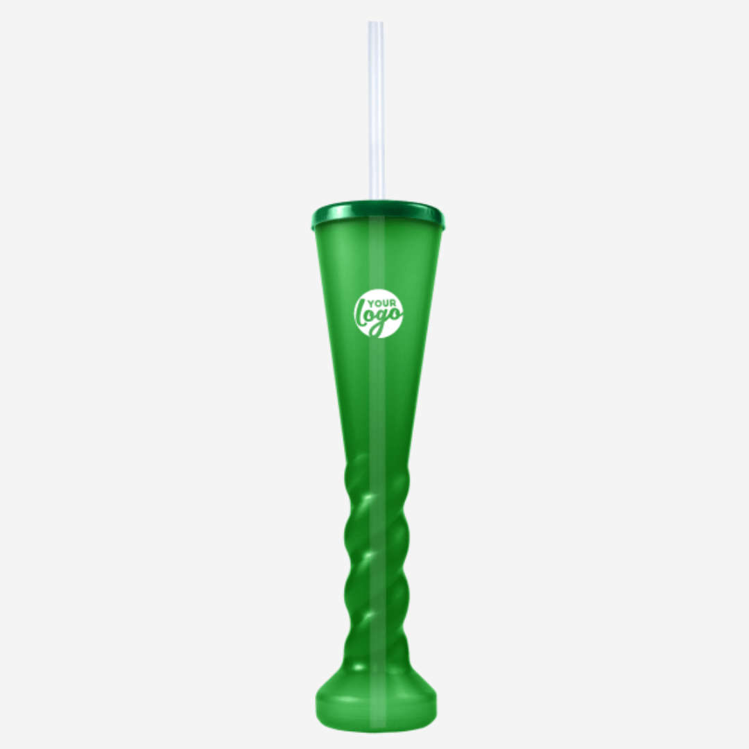 Swirl Yard Glass with Cap and Straw (Clear)