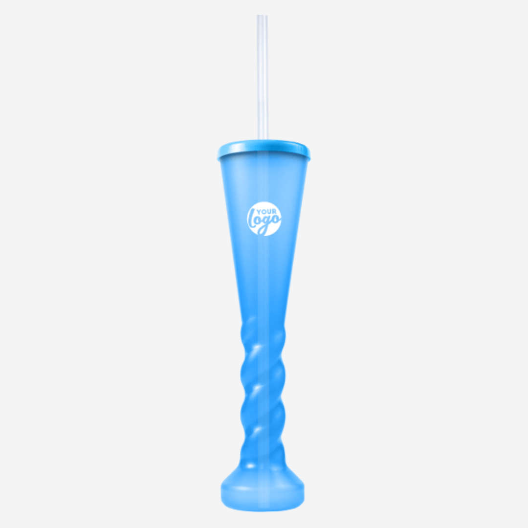 Swirl Yard Glass with Cap and Straw (Clear)