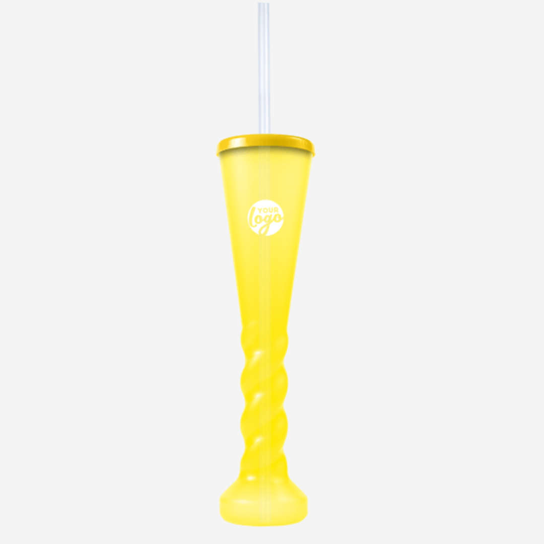Swirl Yard Glass with Cap and Straw (Clear)
