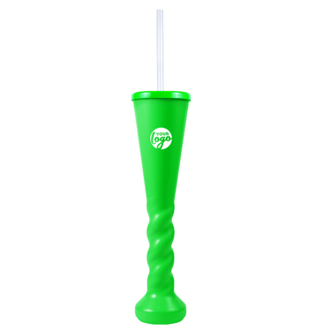 Swirl Yard Glass with Cap and Straw