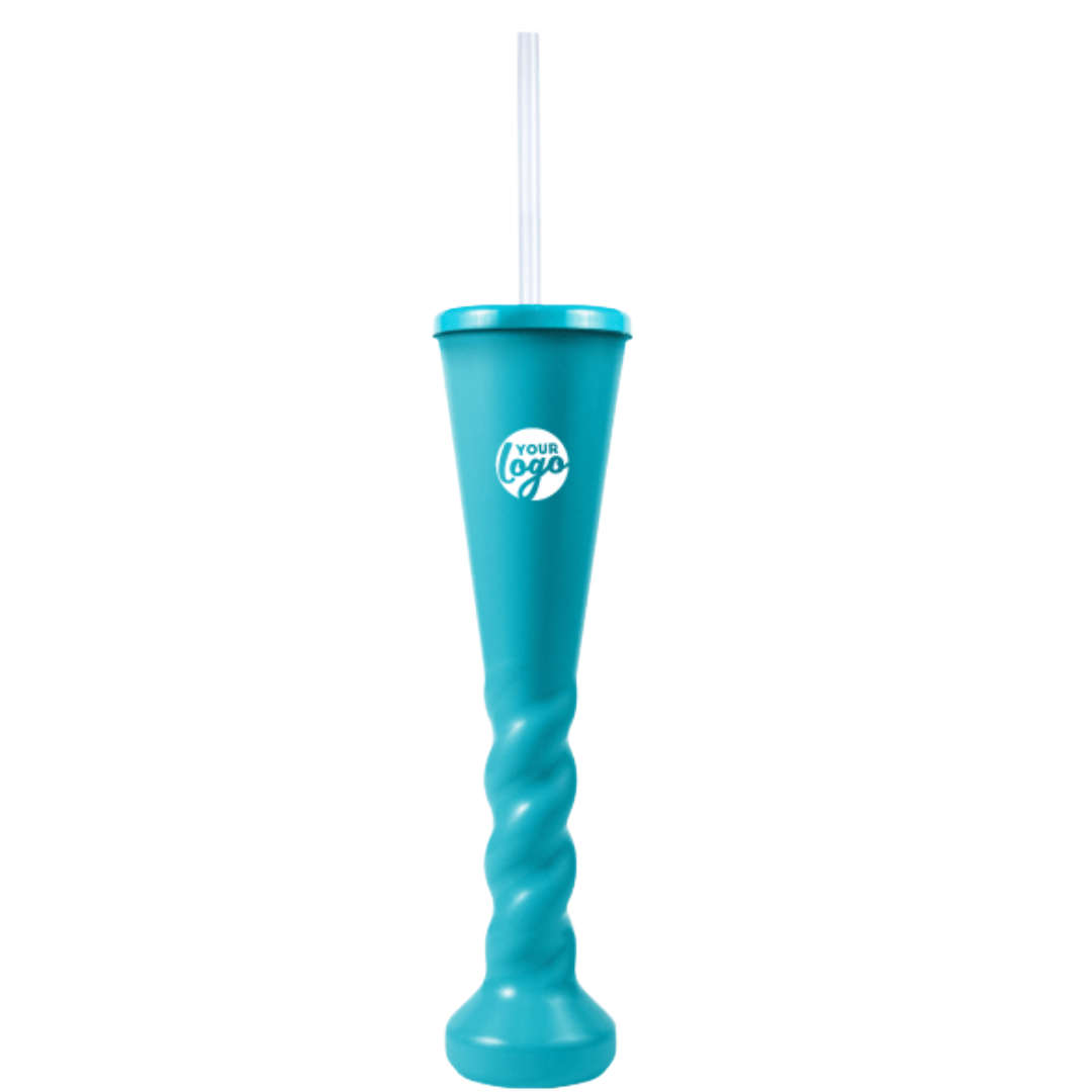 Swirl Yard Glass with Cap and Straw