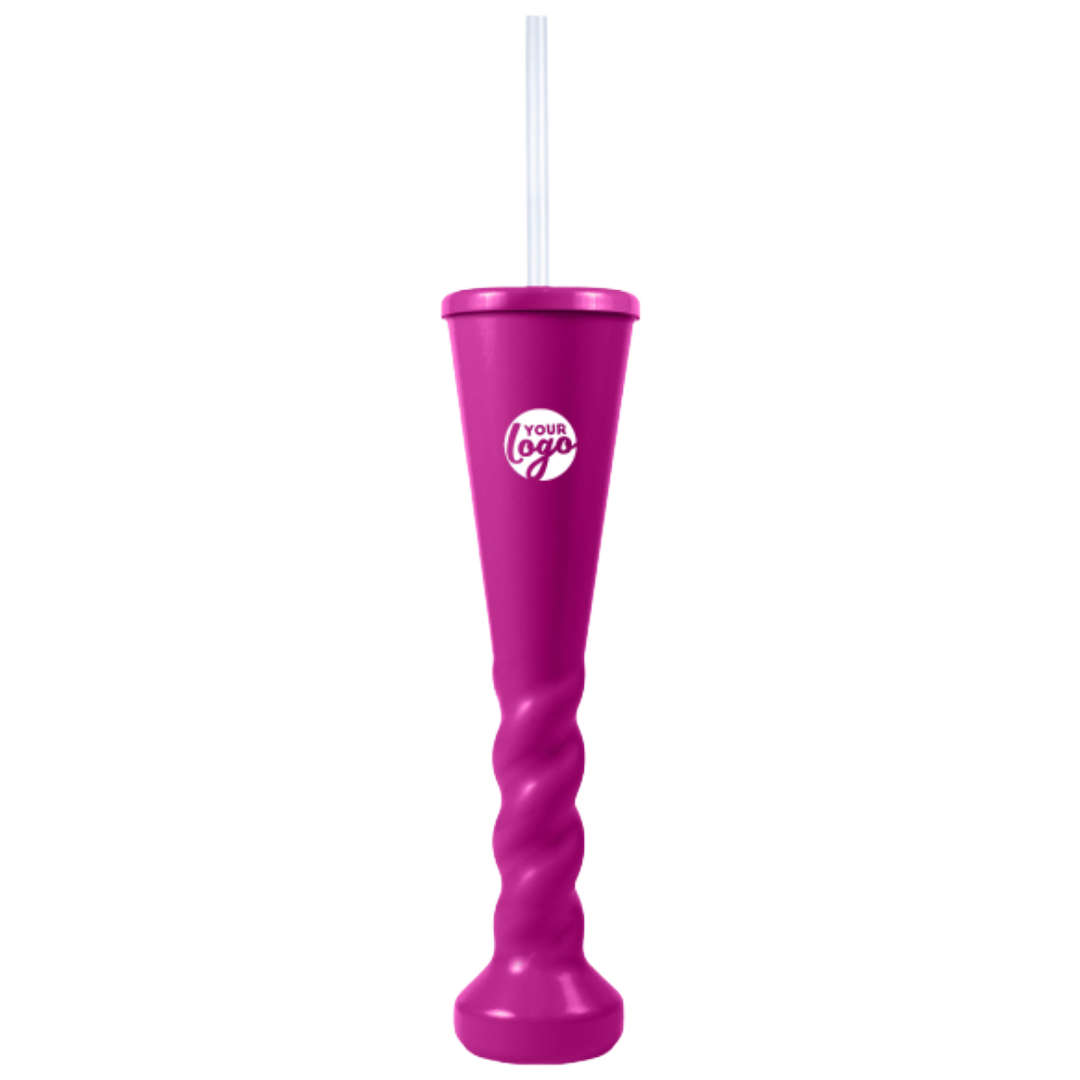 Swirl Yard Glass with Cap and Straw