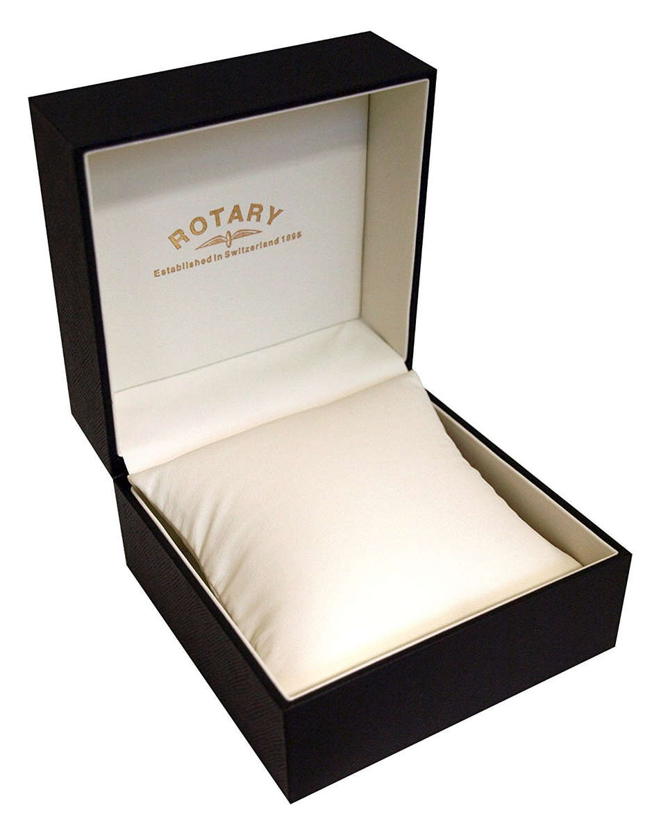 Rotary Men's Quartz Watch with Silver Dial Analogue Display and Black Leather Strap GS42825/01