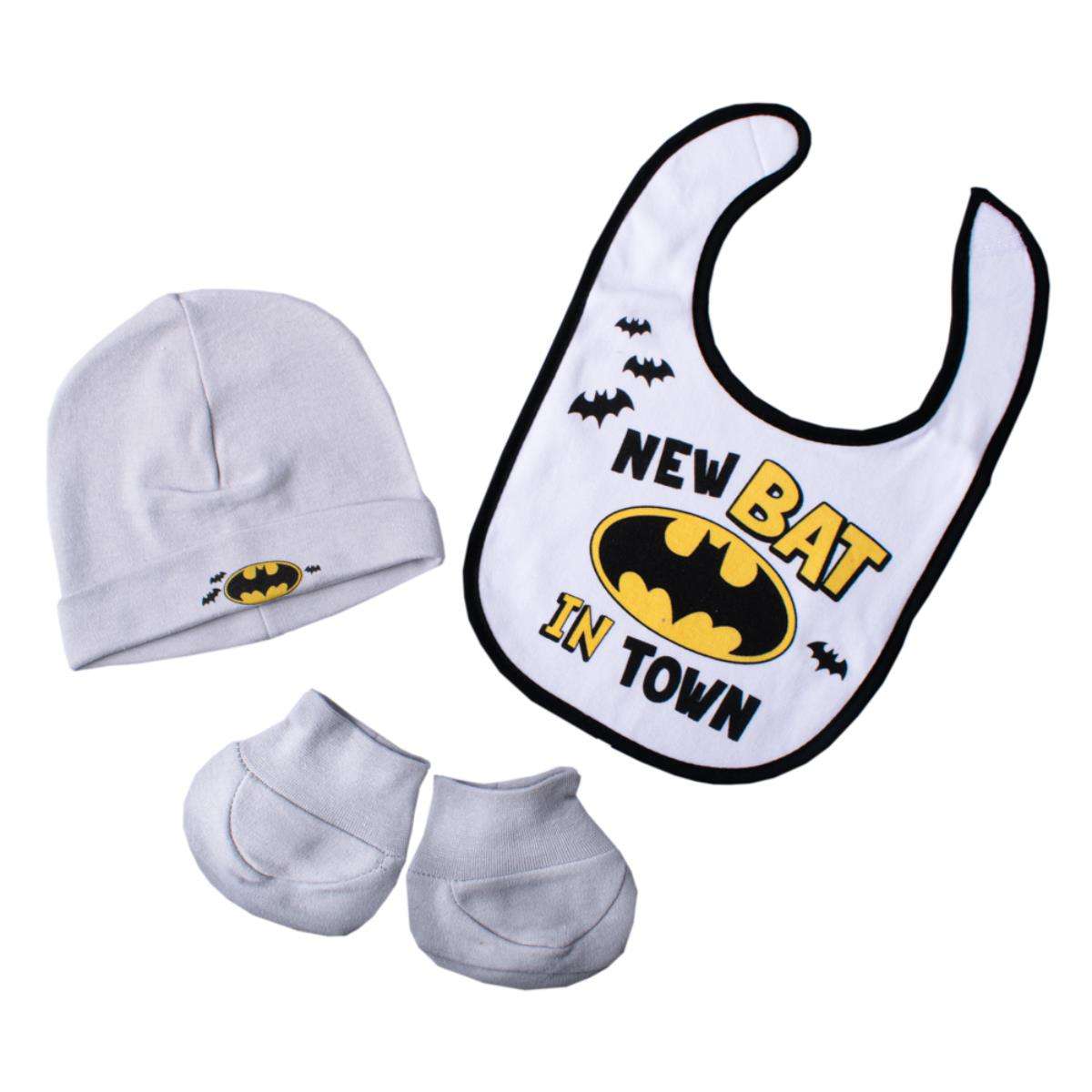 Batman Baby Beanie, Bib & Bootie Set