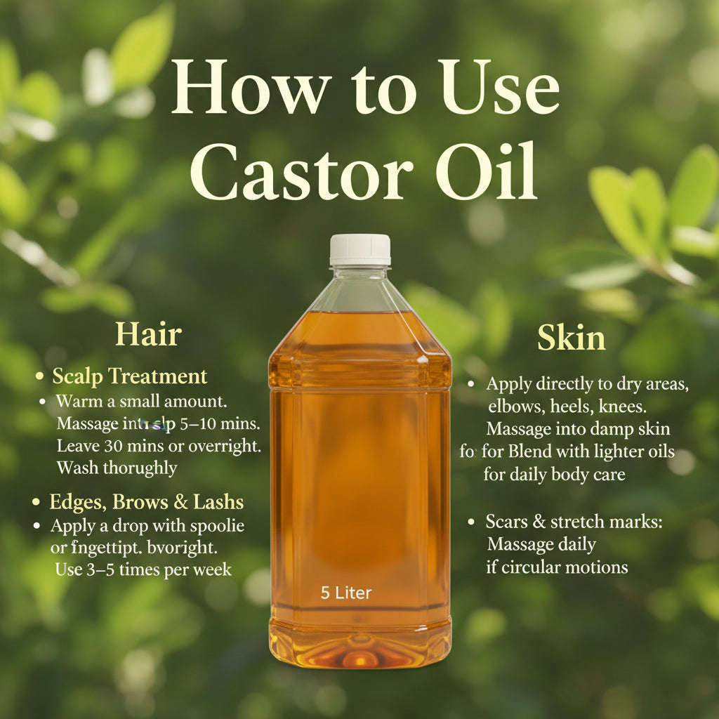 Pure Castor Oil Cold-Pressed, Hexane-Free 5Lt