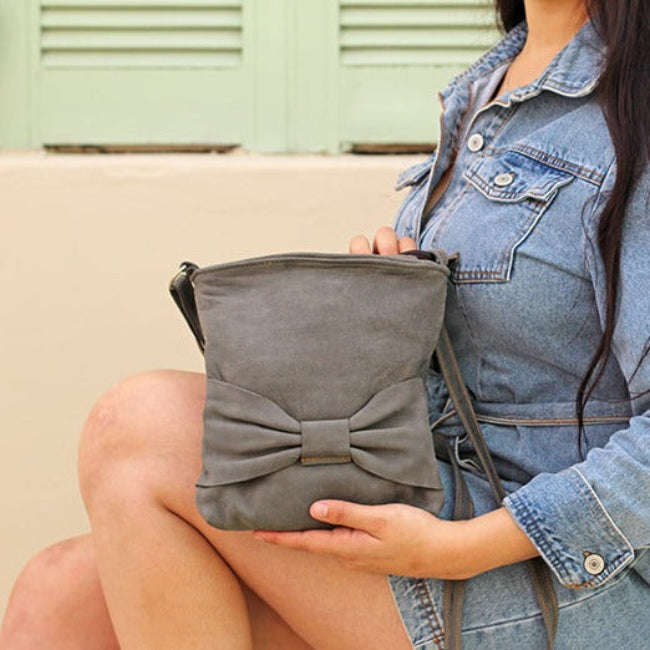 Bow Leather Sling Bag