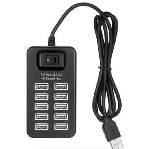 10 Port Hi-Speed USB 2.0 HUB - Black