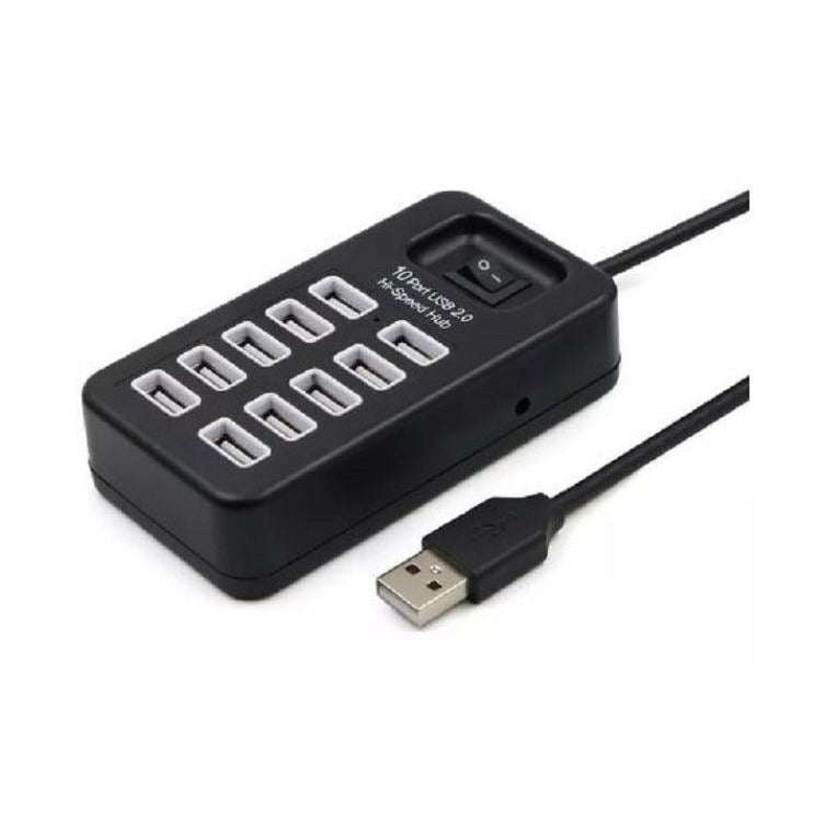 10 Port Hi-Speed USB 2.0 HUB - Black