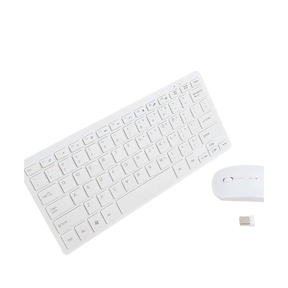Slim Wireless 2.4 Ghz Keyboard Ultra Thin Mouse Combo Set - White