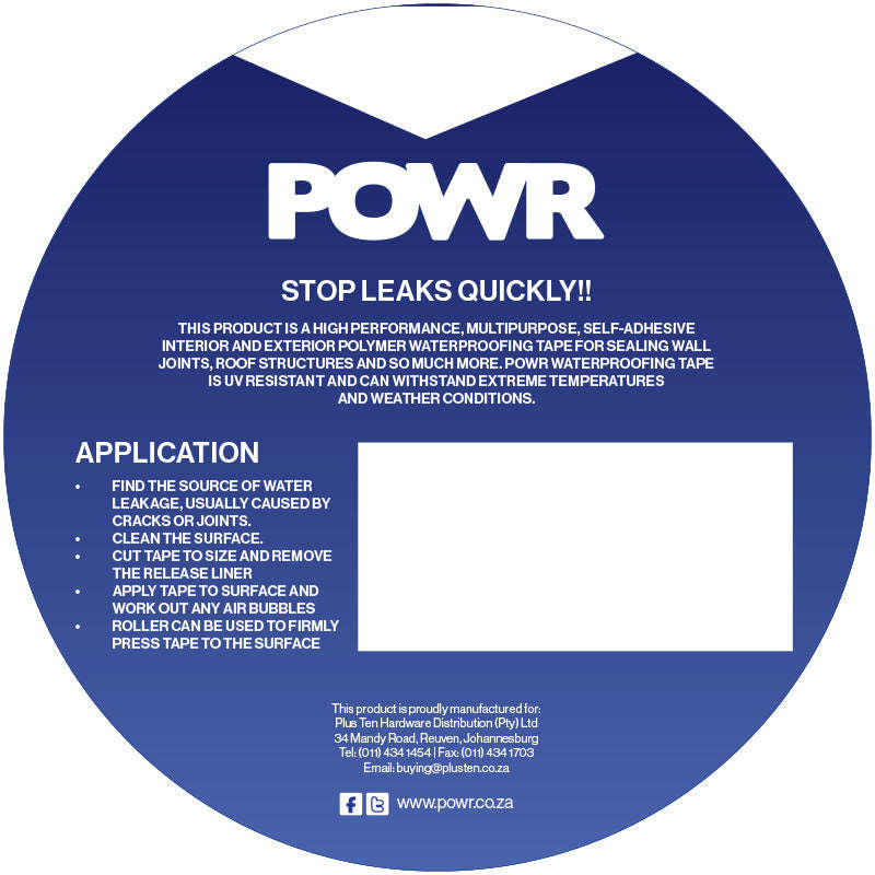 POWR Waterproofing Tape Premium Grade 50mm X 2.5m