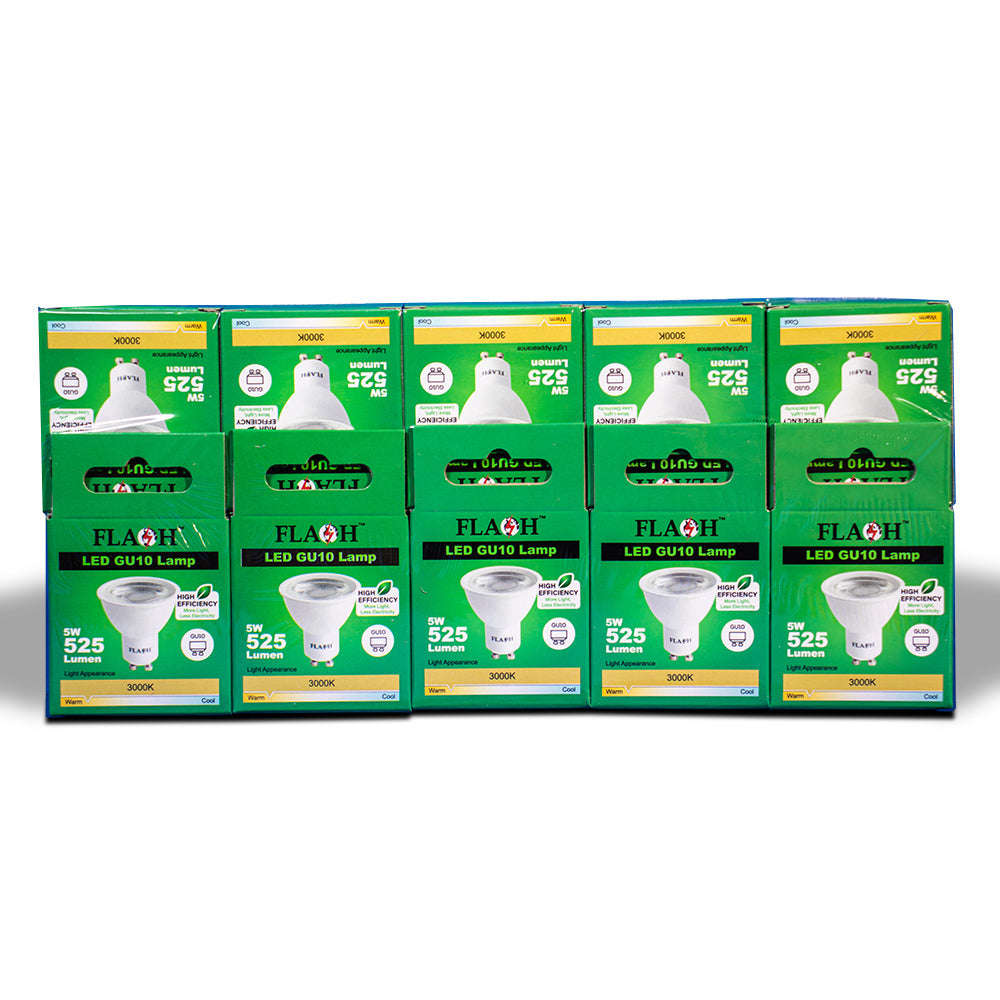 FLASH High-Efficiency 5W LED GU10 Lamp 38D (10 Pack)