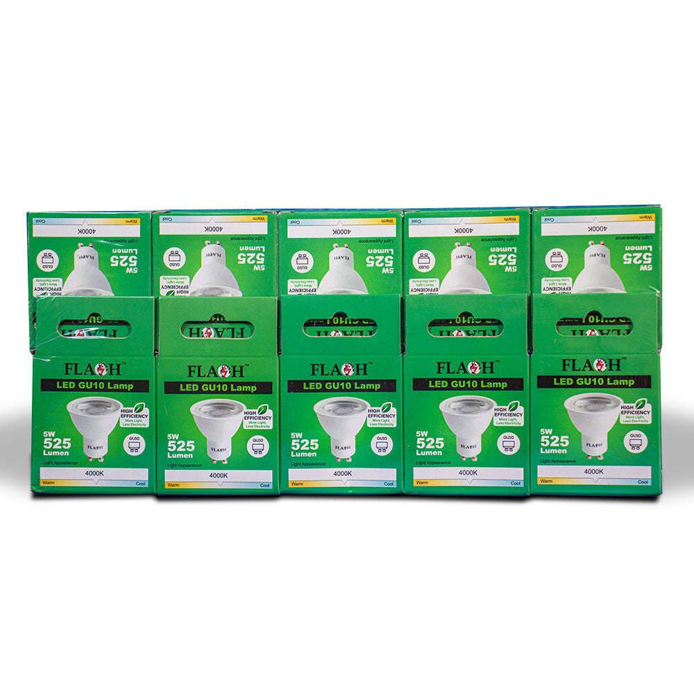 FLASH High-Efficiency 5W LED GU10 Lamp 38D (10 Pack)