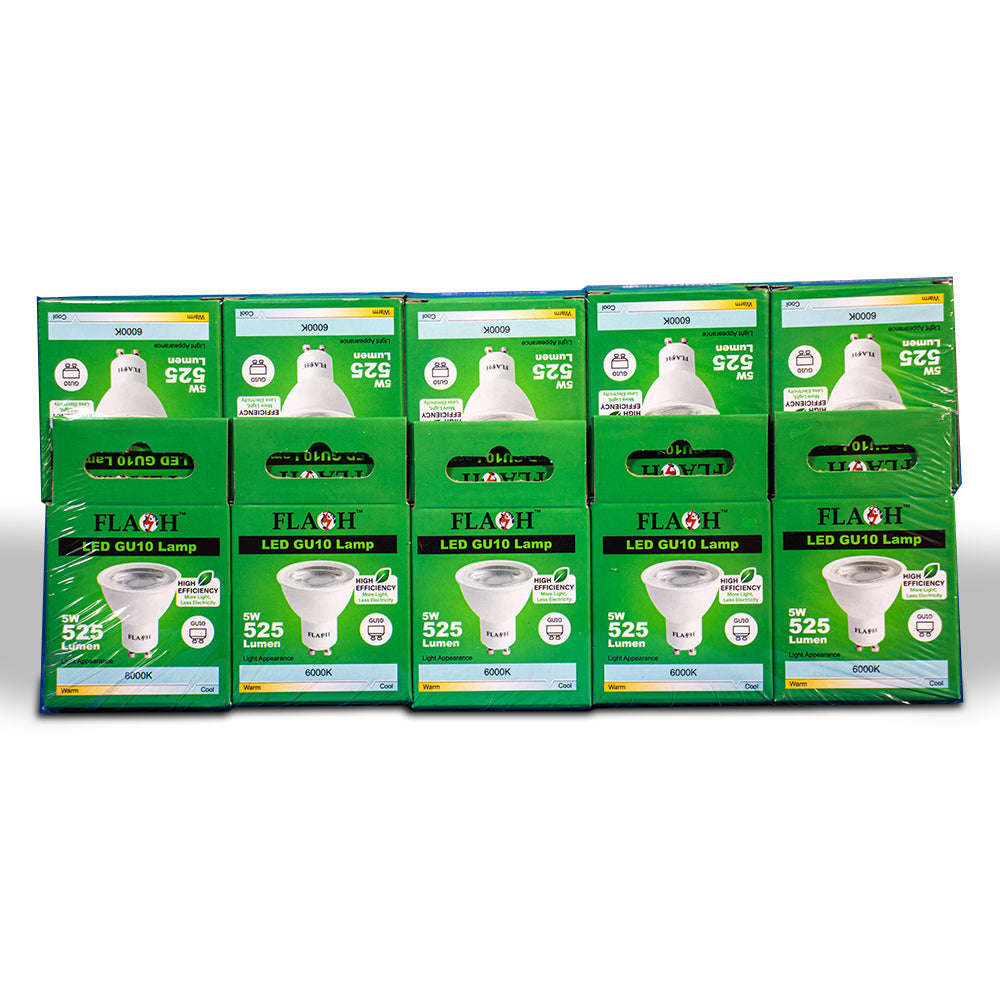 FLASH High-Efficiency 5W LED GU10 Lamp 38D (10 Pack)