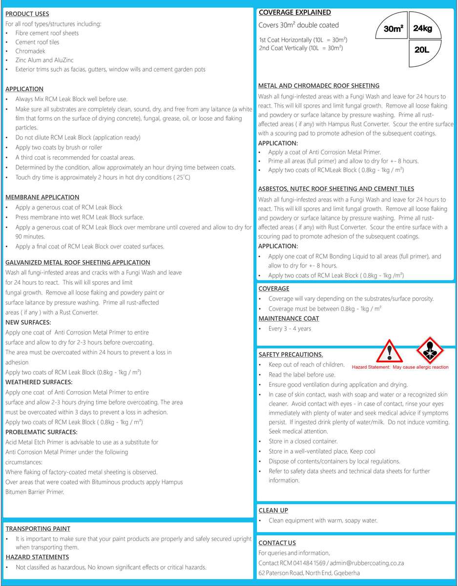 RCM Leak Block Waterproofing Coating