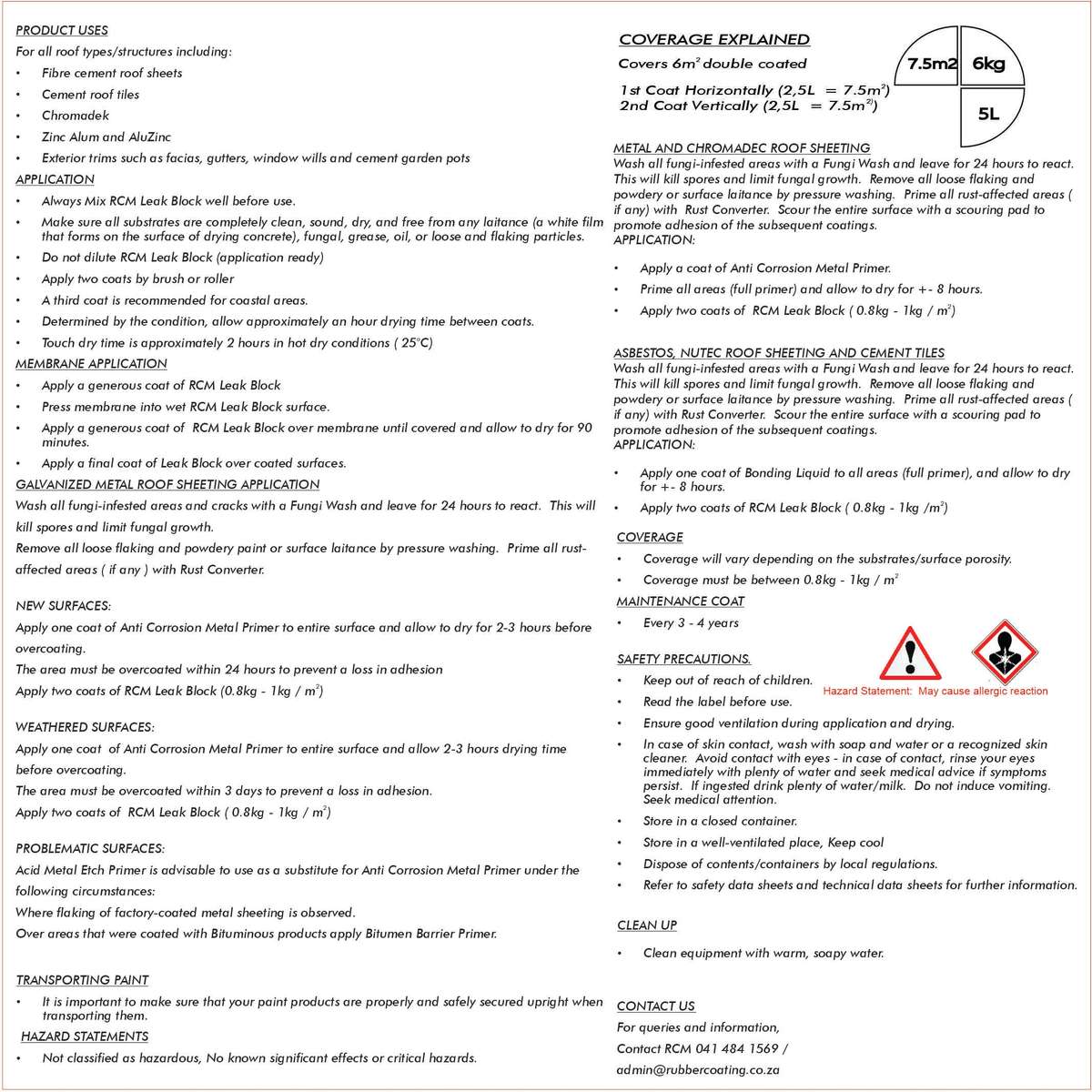 RCM Leak Block Waterproofing Coating