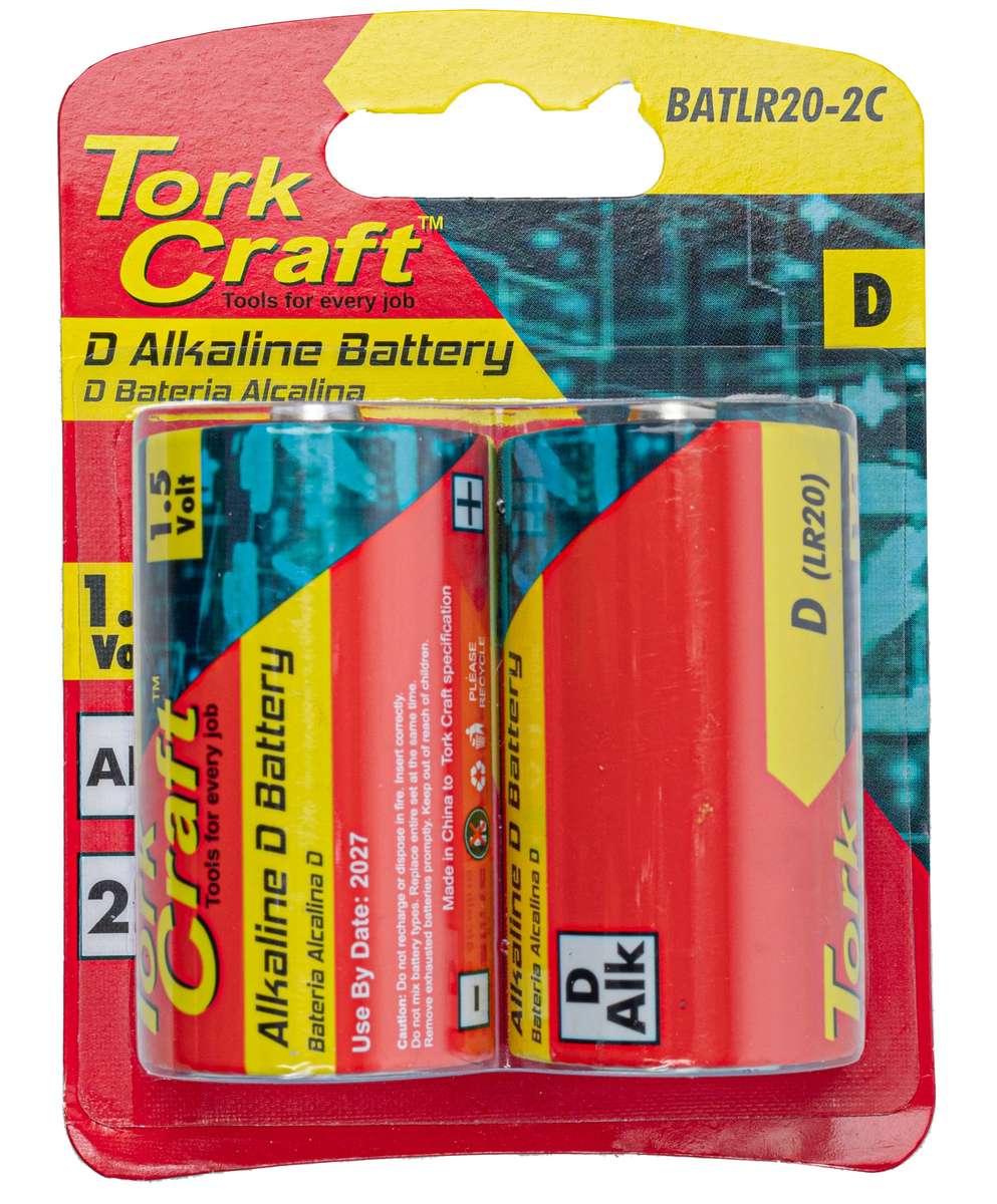Tork Craft Battery D 1.5V 2 Pack Carded Alkaline -