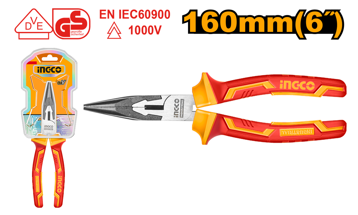 Ingco Plier Vde 1000V 160Mm Long Nose