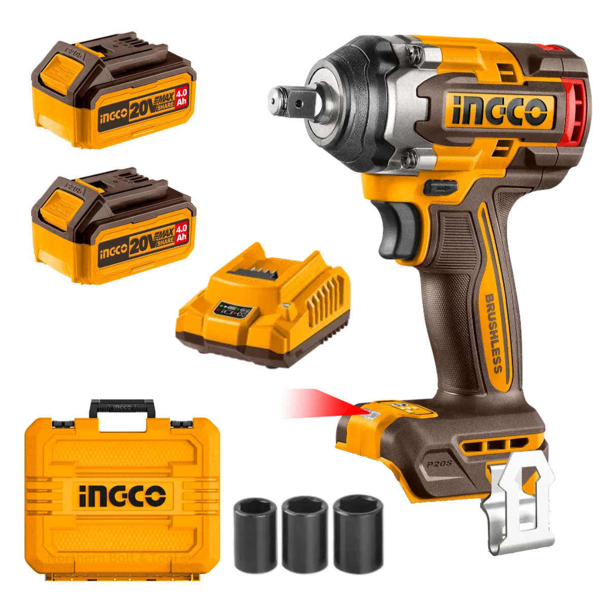 Ingco Cordless Impact Wrench 500Nm 20V Kit