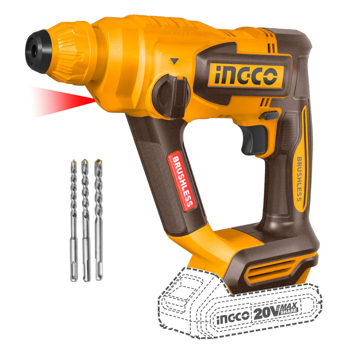 Special - Ingco Cordless Rotary Hammer Drill 1.8J 20V (Tool Only)