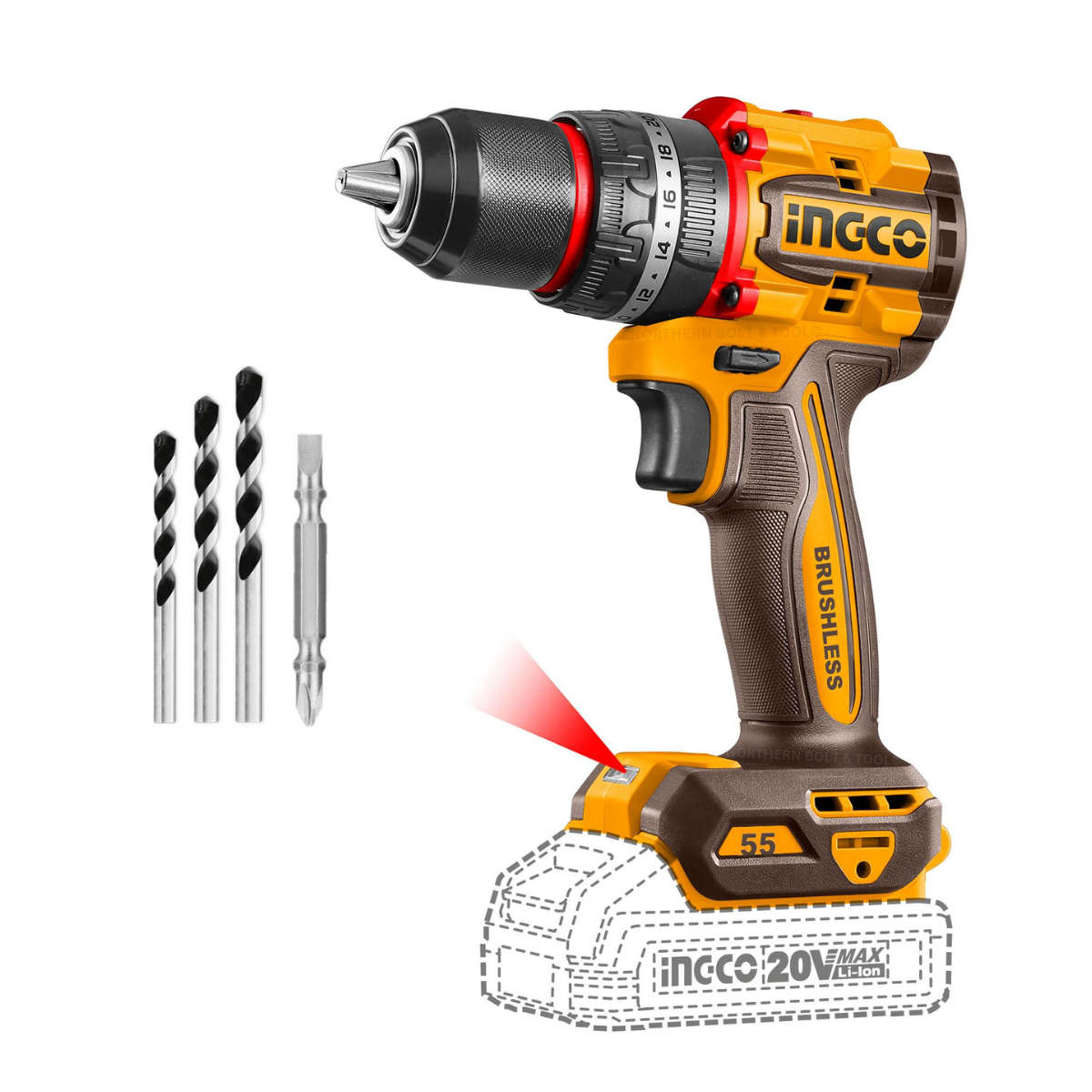 Special - Ingco Cordless Impact Drill 55Nm Brushless 20V Compact (Tool Only)