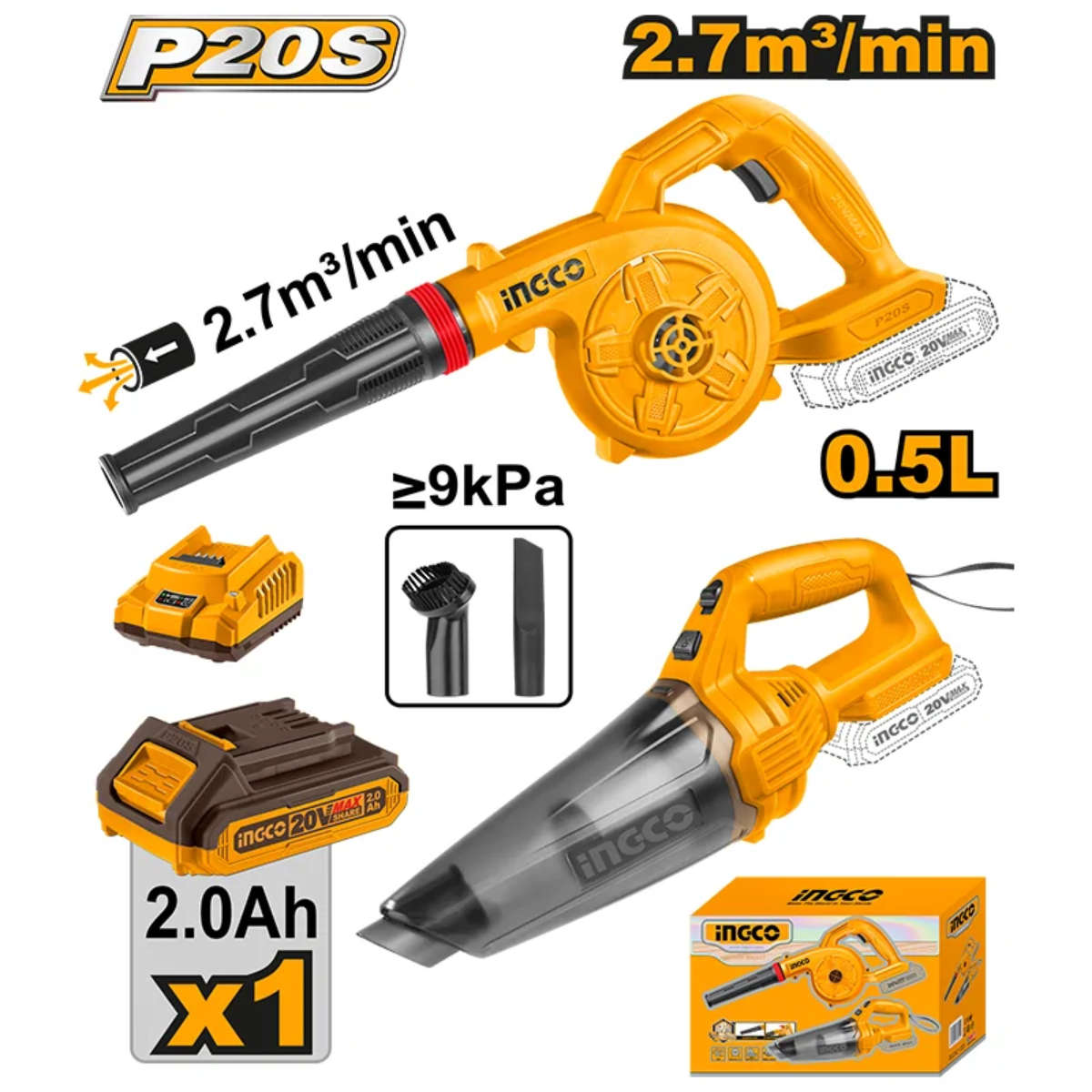 Ingco Cordless Blower & Vacuum Combo Kit
