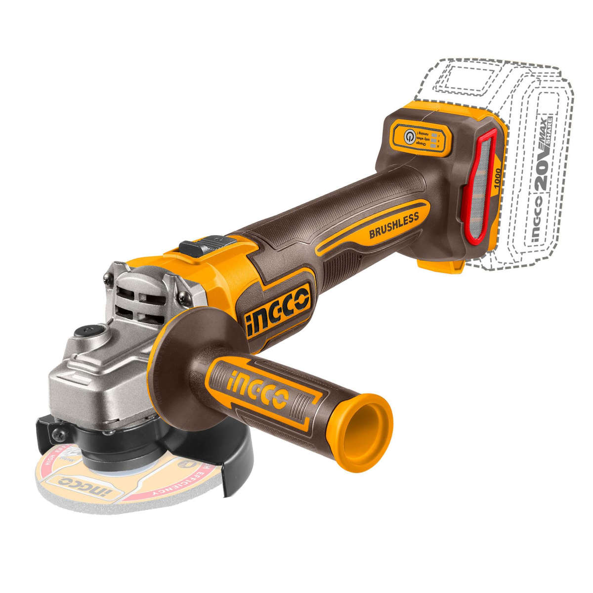 Special - Ingco Cordless Angle Grinder 1000W 20V (Tool Only)