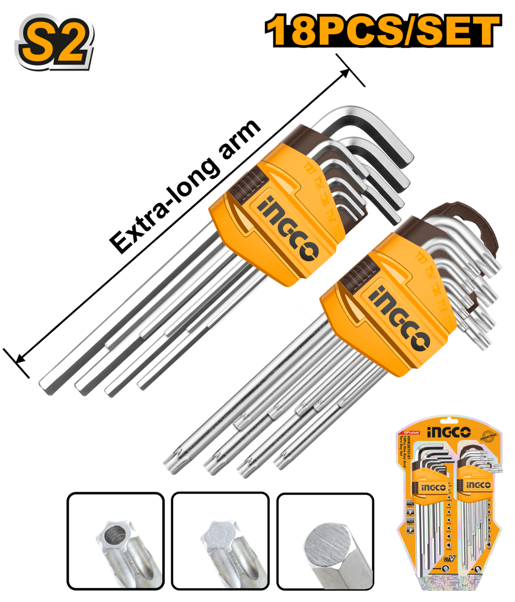 Ingco Allen Key And Torx Set 18pcs -