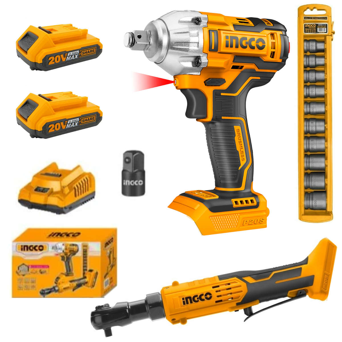 Special - Ingco Cordless Impact Wrench + Ratchet Combo Kit