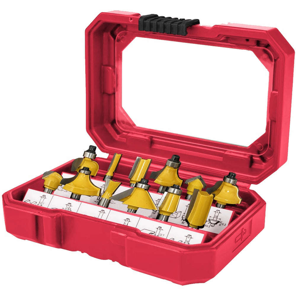 Tork Craft Router Bit Set 12Pc 1/4' Shank Hard Case