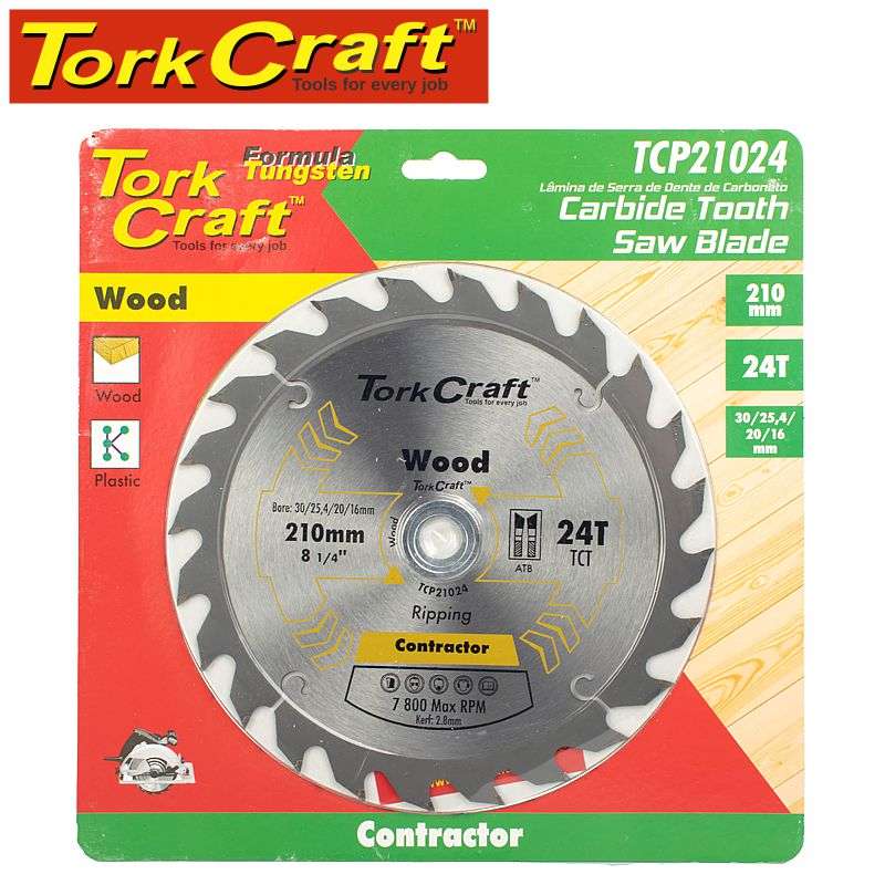 Tork Craft Blade Contractor 210 X 24T 30/1/20/16 Circular Saw Tct DEFAULT TITLE