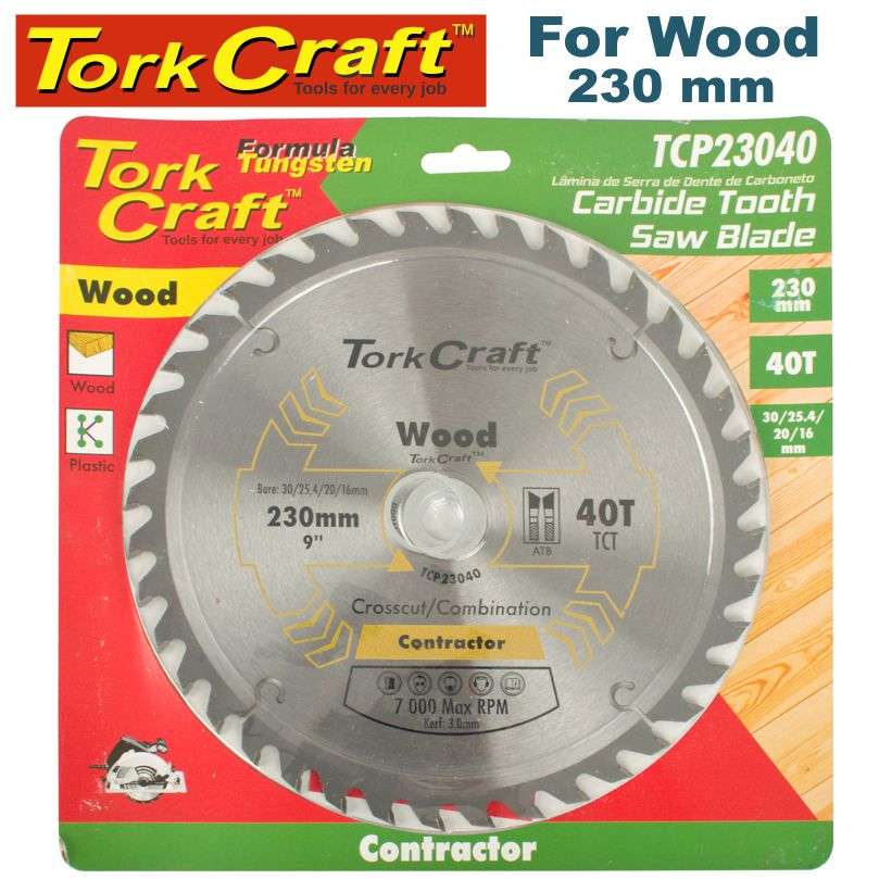 Tork Craft Blade Contractor 230 X 40T 30/1/20/16 Circular Saw Tct DEFAULT TITLE