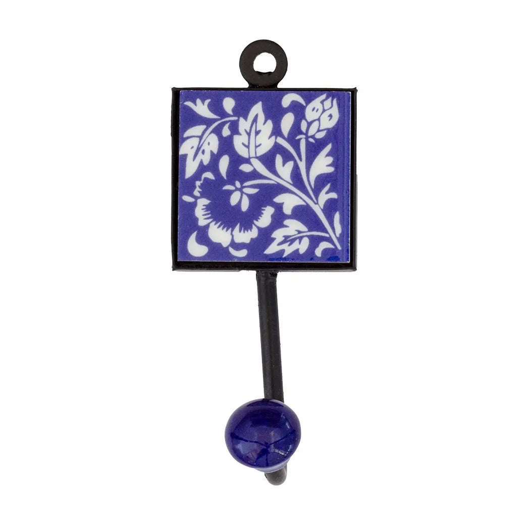 Ceramic Hook - Single Blue & White