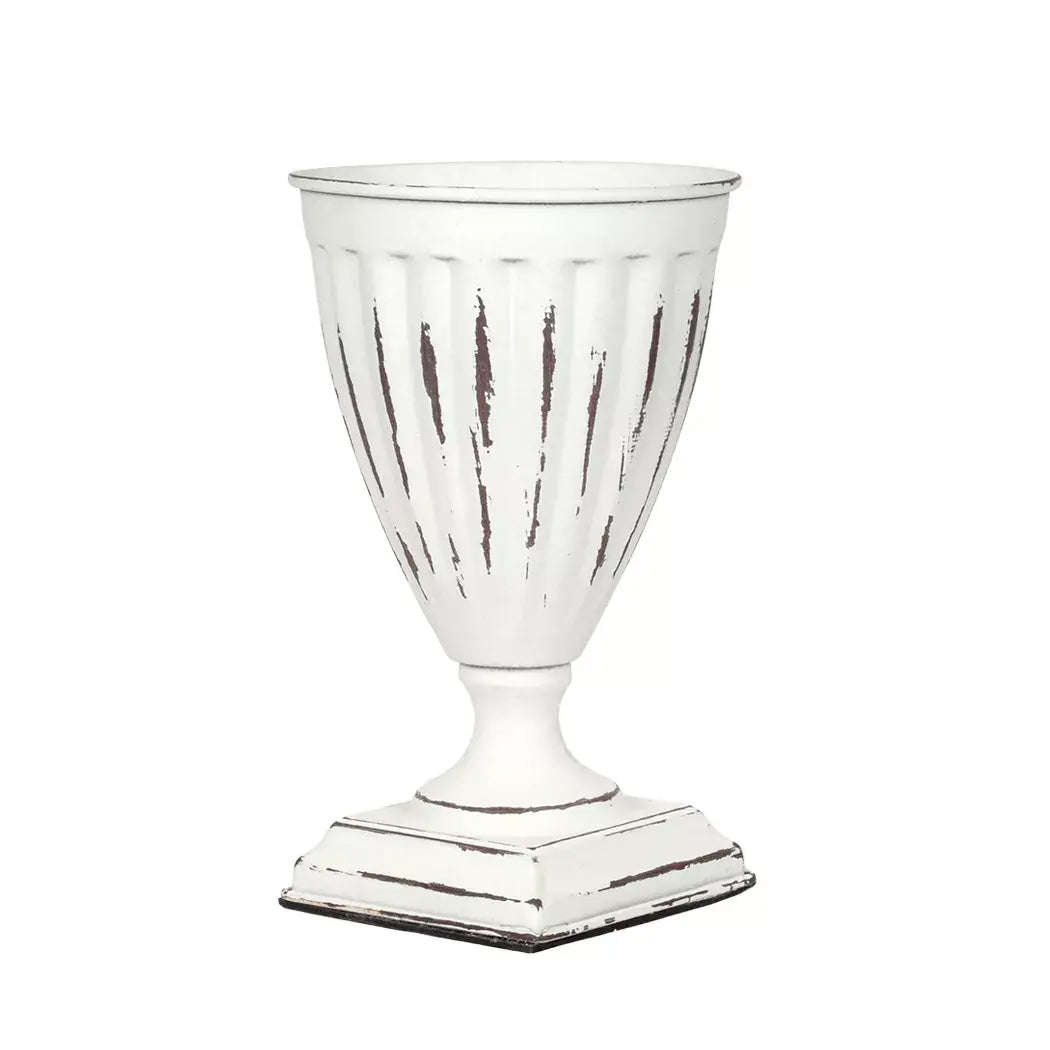 Metal Urn - White Roman 20.5cm
