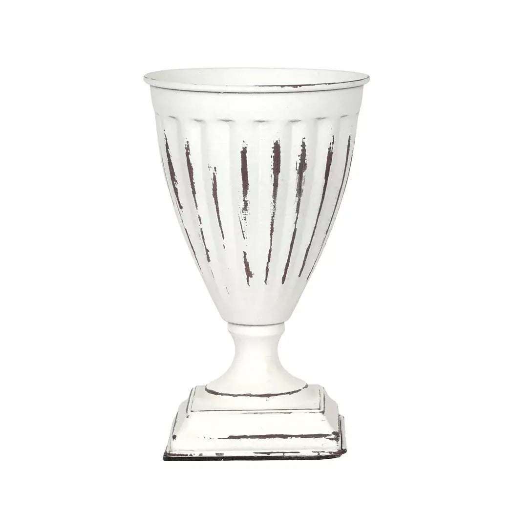 Metal Urn - White Roman 20.5cm