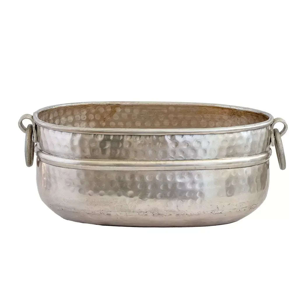 Planter - Beaten Metal Silver Rings 32cm