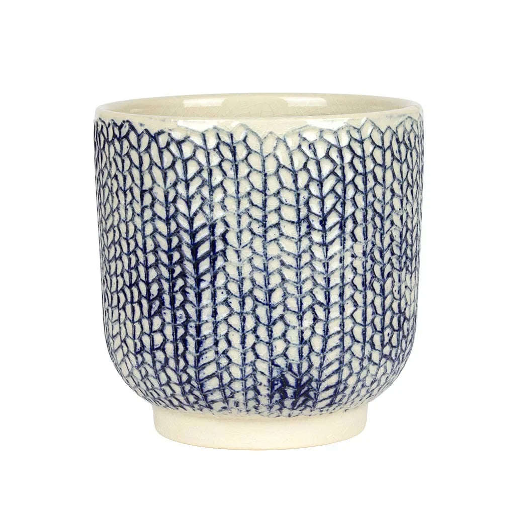 Planter - Ceramic Blue Leaves