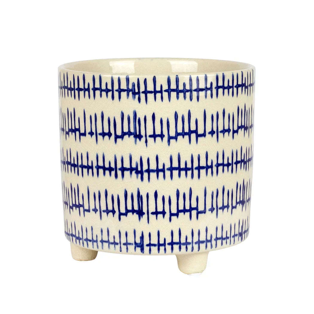 Planter - Ceramic Blue Lines on Feet