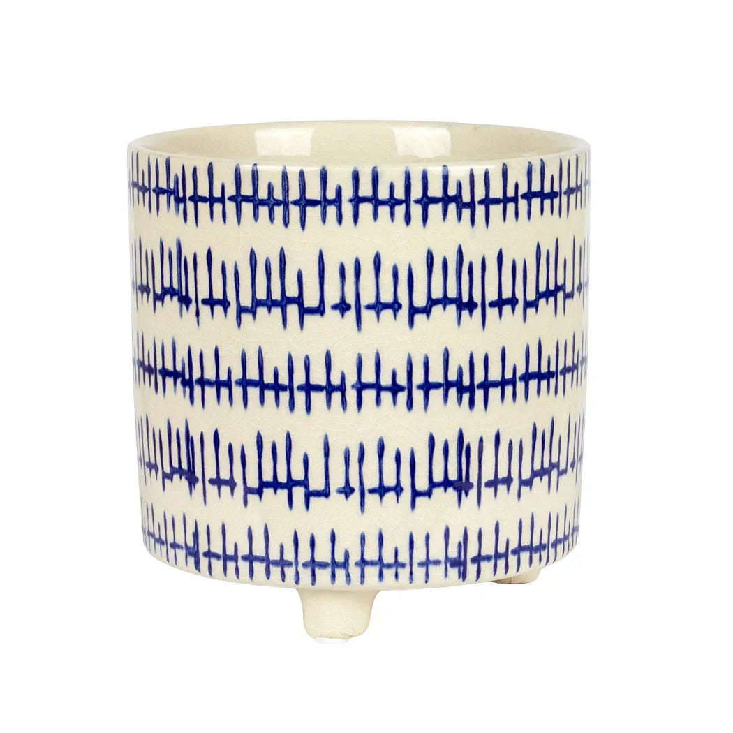 Planter - Ceramic Blue Lines on Feet