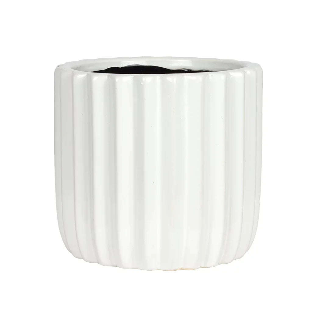 Planter - Ceramic White Bold Lines