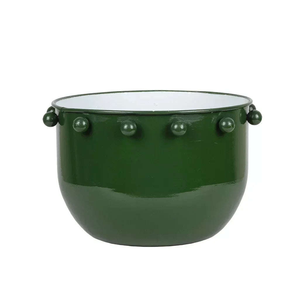 Planter - Metal Green Bobbles 13.5cm