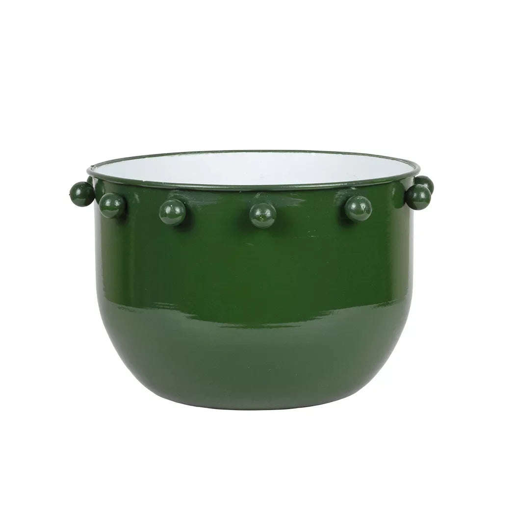Planter - Metal Green Bobbles 13.5cm
