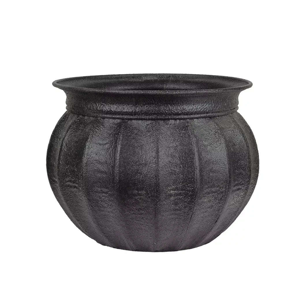 Planter - Metal Matt Black Textured 22.5cm