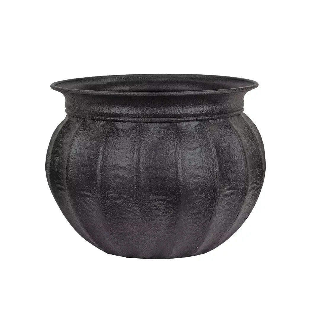 Planter - Metal Matt Black Textured 22.5cm