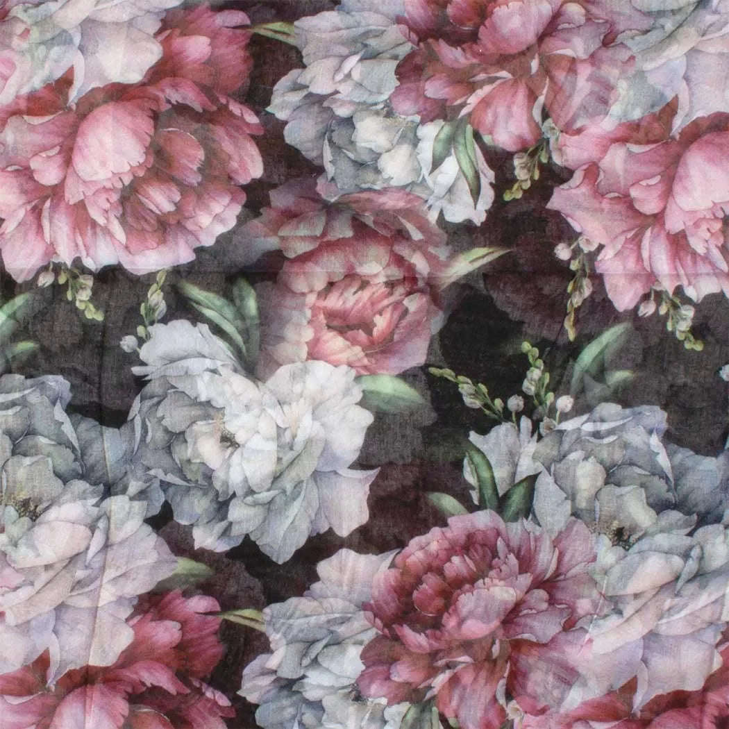 Scarf - Ebony Red & White Roses