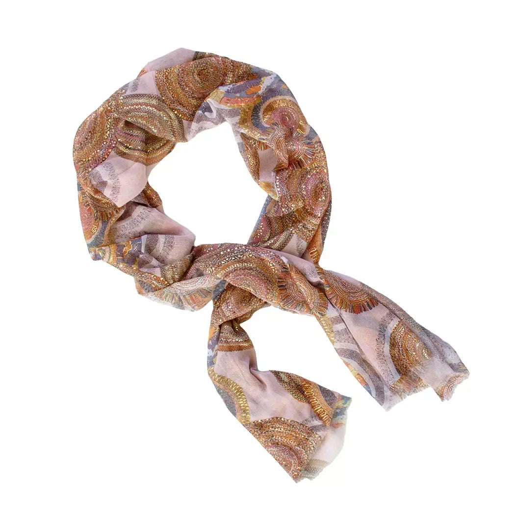 Scarf - Golden Circles Pink
