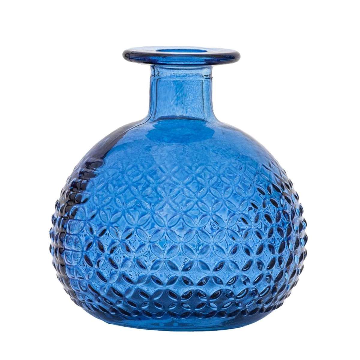 Textured Vase - Blues Diamonds 12cm