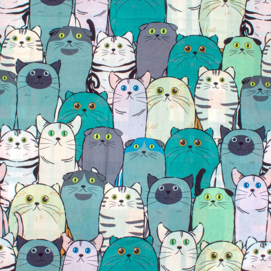 Scarf - Kitten Collage Greens