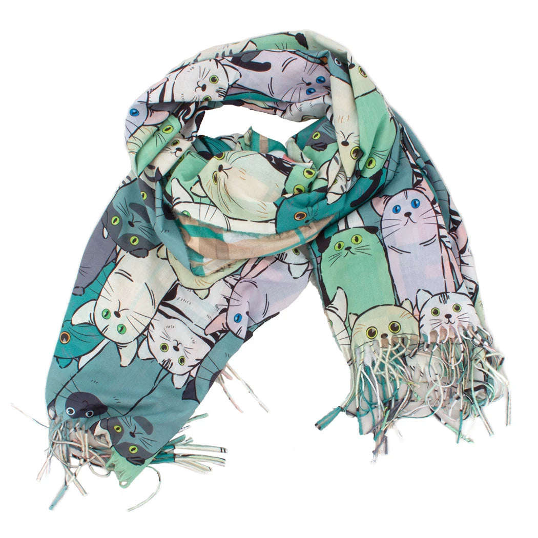 Scarf - Kitten Collage Greens