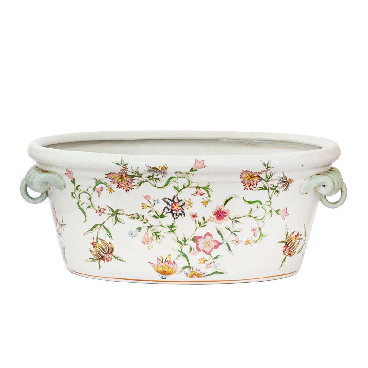 Ceramic Planter Tub - Floral Large