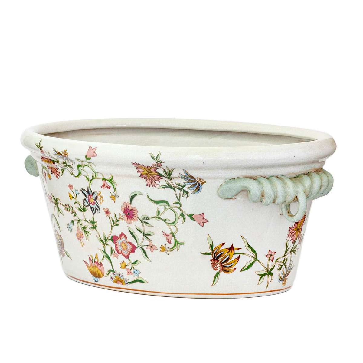 Ceramic Planter Tub - Floral Large